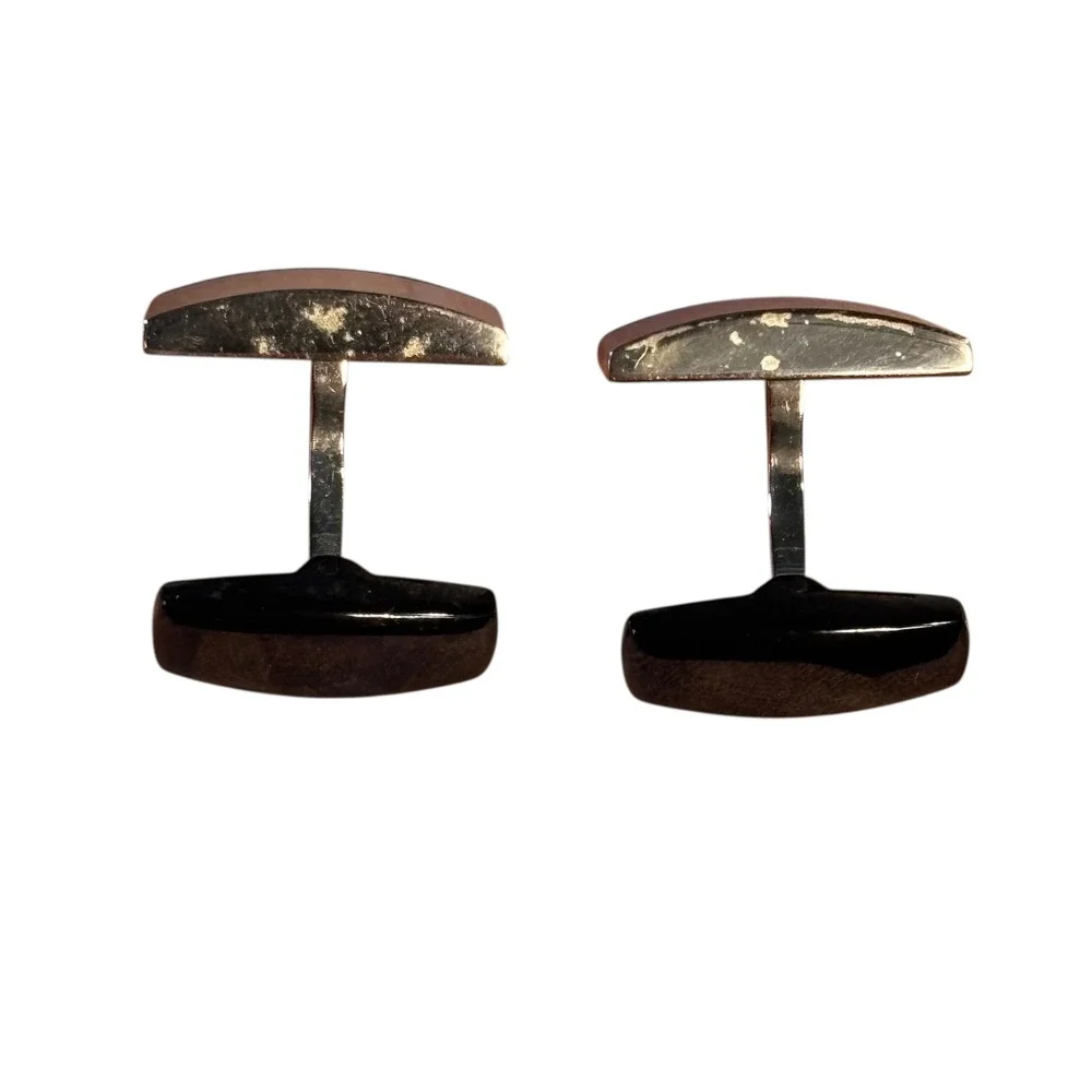 WCJ Stainless Steel Black Onyx Mens‎ Cufflinks Formal Business Dress Shirt
